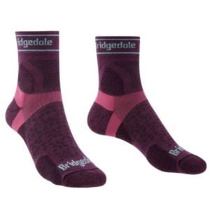 Bridgedale Women's Ultra Light T2 Merino Sport 3/4 crew Purple Charcoal